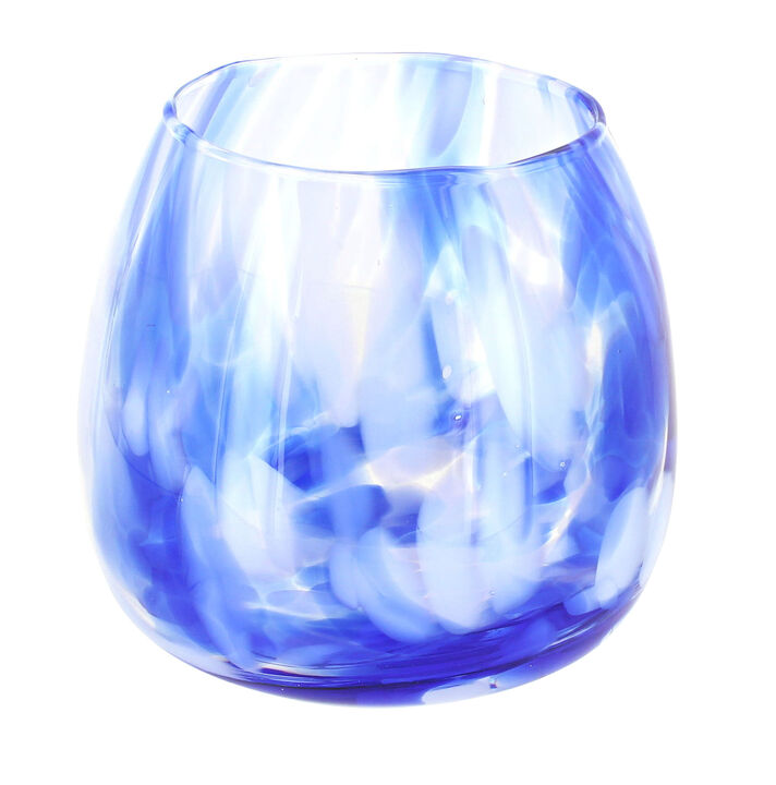 Blue Rose Polish Pottery Cobalt Confetti Hurricane Vase & Candle Holder