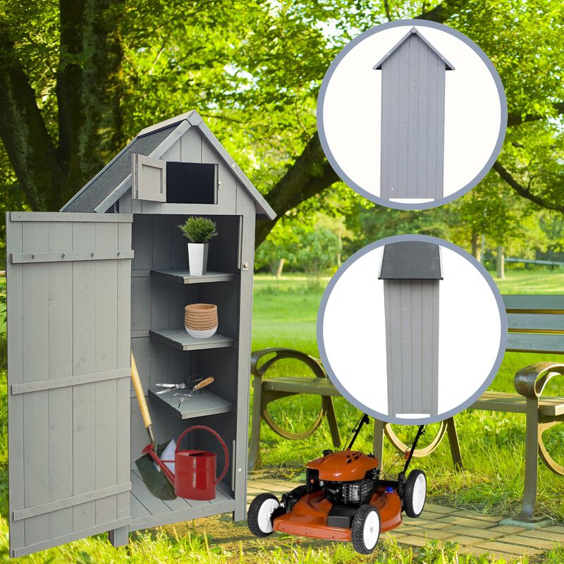 Mondawe 30x20x66in Wooden Tool Shed, Removable Design & Dual Storage, Natural Outdoor Patio Storage