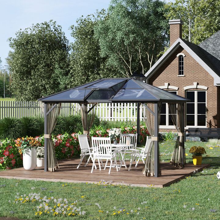 Grey Garden Structure: 12x10 Polycarbonate Hardtop Gazebo