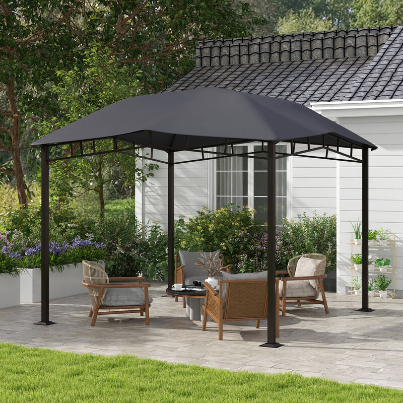 10' x 10' Soft Top Patio Outdoor Canopy Gazebo Tent Steel Fabric Gray