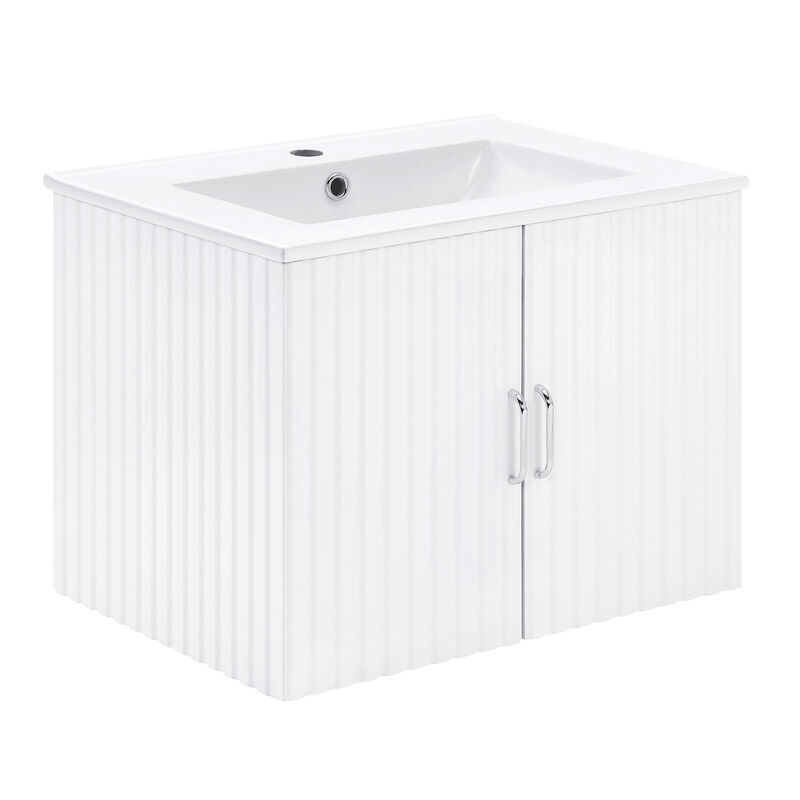 17.72 in. W x 23.62 in. D x 18.7 in. H Single Sink Bath Vanity with Pulls with White Ceramic Top