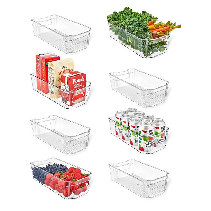 Pantry Organizers and Storage Bins - Stackable Clear Bins for Kitchen and Freezer, Snack Pantry Organizer, Refrigerator Storage Solutions, Multi-Purpose Kitchen Storage Bins - 10 pack