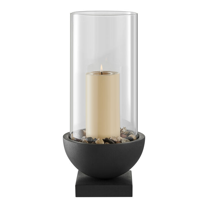 Danya B. Modern Black Metal Bold Pedestal and Glass Votive Candle Holder