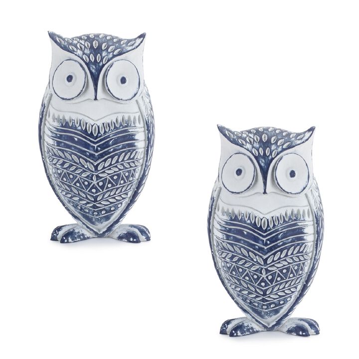 Set of 2 Decorative Owl Statues for Garden, Yard, and Outdoor Décor