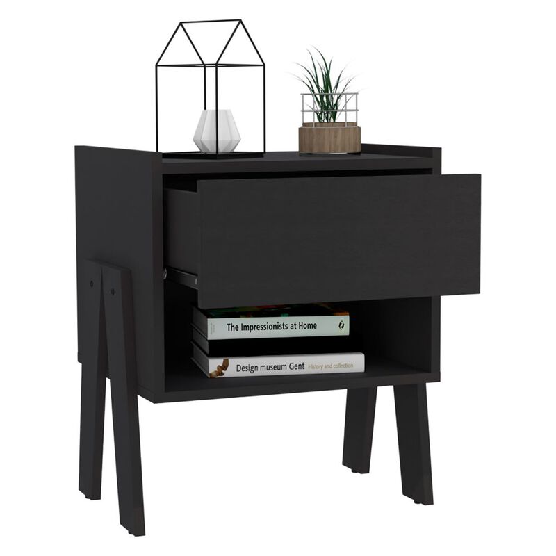 Nightstand Ferku, Bedroom, Black