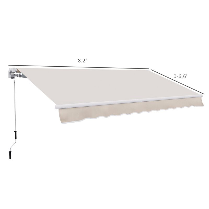 Beige Outdoor Shade: 8'x7' Manual Retractable Patio Awning