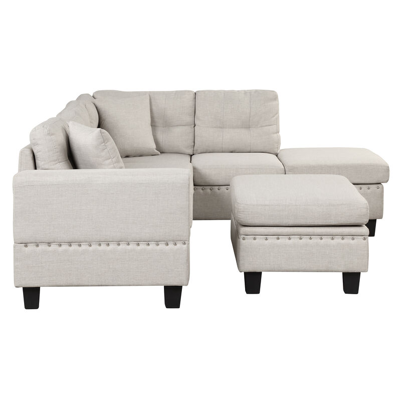 Merax Modern Sectional Sofa with Storage Ottoman