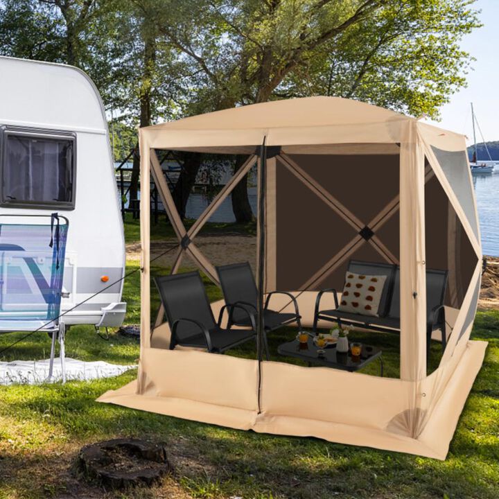 Hivvago 6.7 x 6.7 Feet Pop Up Gazebo with Netting and Carry Bag