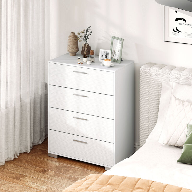 4 Drawer Storage Cabinet with Metal Legs Handles with Anti-Toppling Devices