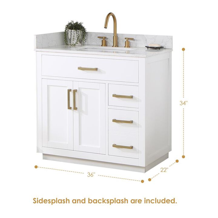 Altair 36 Single Bathroom Vanity in White without Mirror