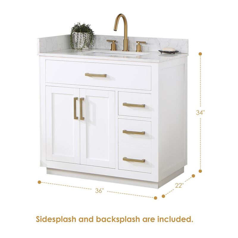 Altair 36 Single Bathroom Vanity in White without Mirror