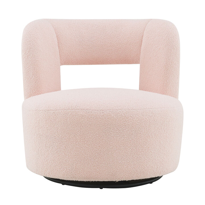 Merax Soft Teddy Fabric Swivel Barrel Chair