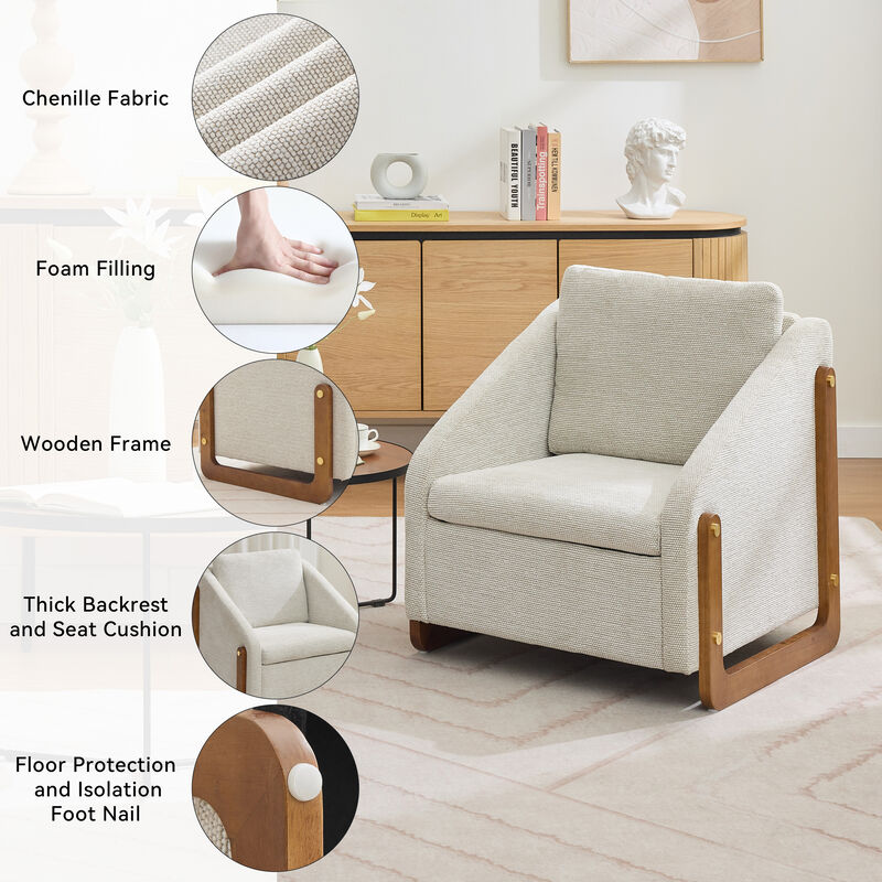 Merax Modern Upholstered Chenille Armchair Accent Leisure Chair