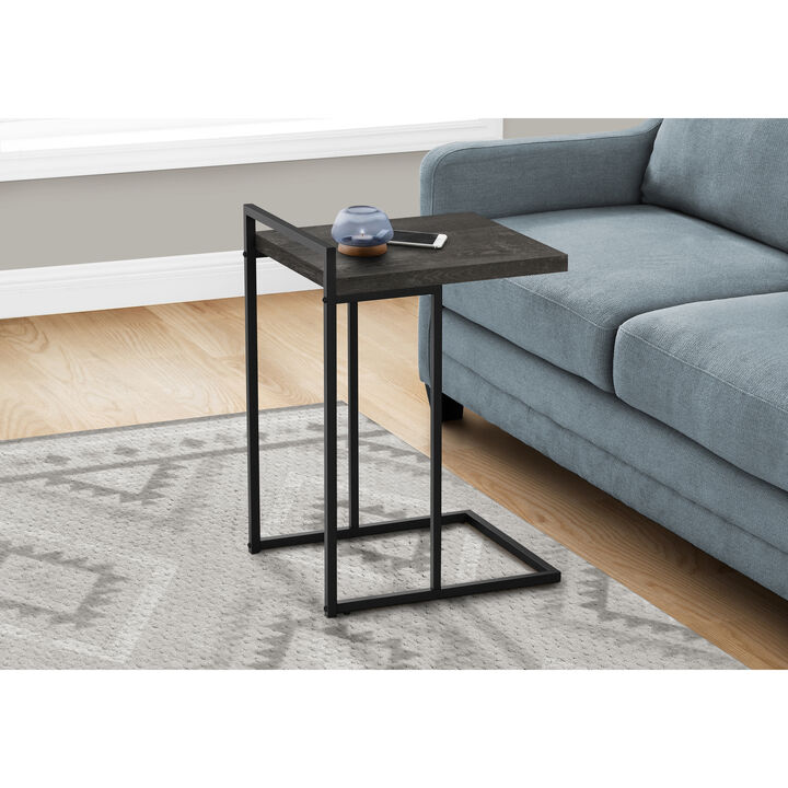 Monarch Specialties I 3633 Accent Table, C-shaped, End, Side, Snack, Living Room, Bedroom, Metal, Laminate, Black, Contemporary, Modern
