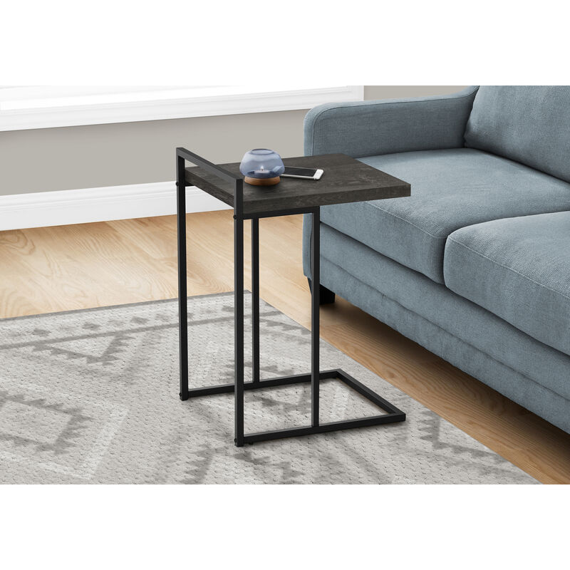 Monarch Specialties I 3633 Accent Table, C-shaped, End, Side, Snack, Living Room, Bedroom, Metal, Laminate, Black, Contemporary, Modern