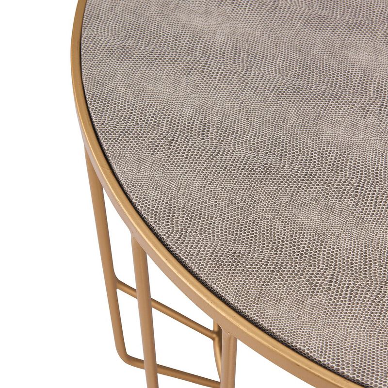 New Pacific Direct Halton Set of 2 Faux Shagreen Round Coffee Table