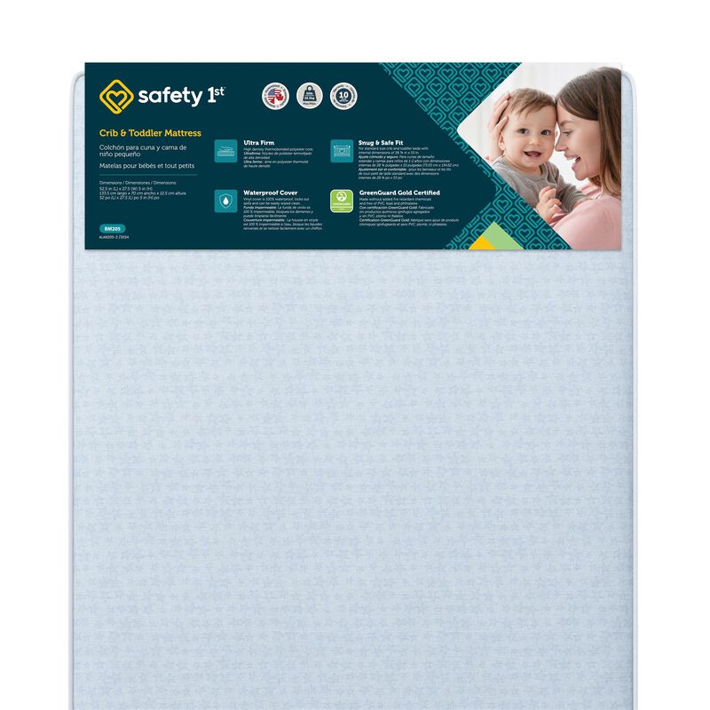 Safety 1st Heavenly Dreams Baby Crib and Toddler Bed Mattress, Waterproof and Stain Resistant Cover, Blue