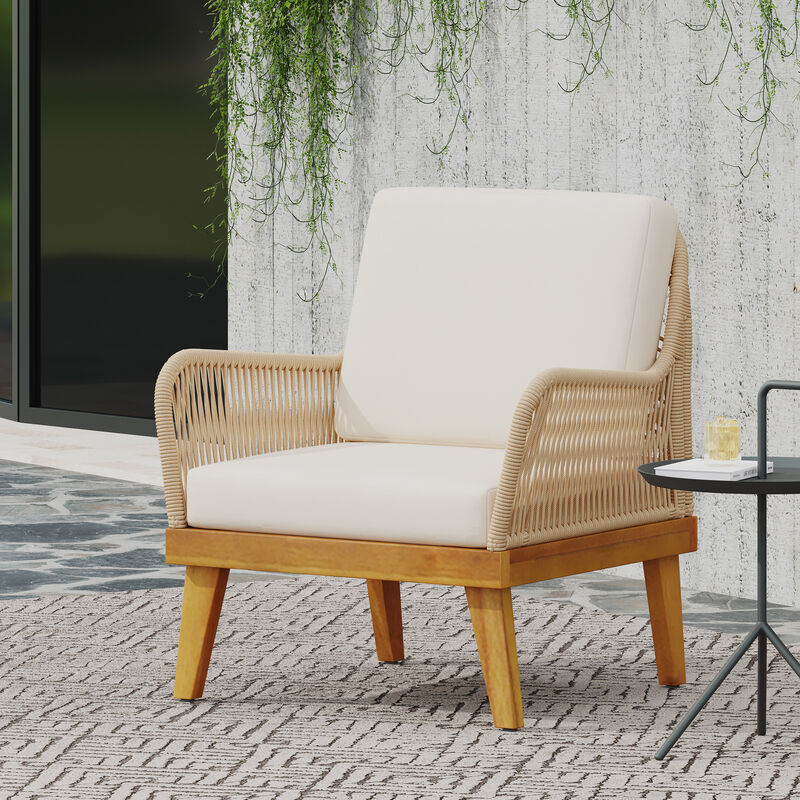 Mid Century Outdoor Wood Club Chair