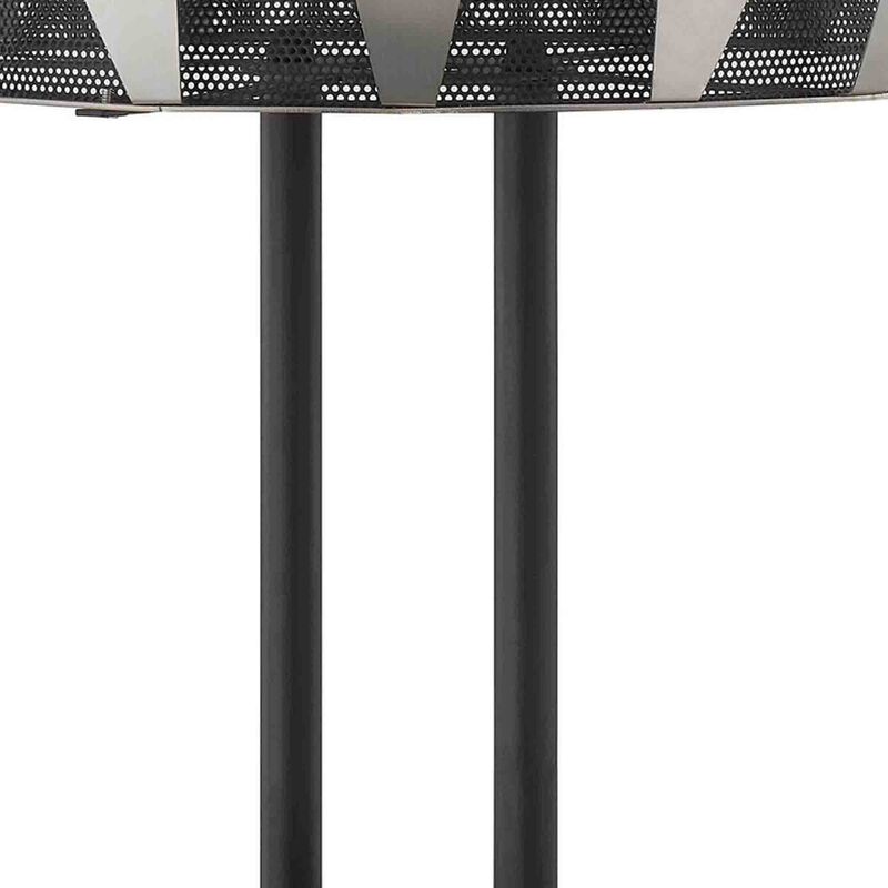 Pin 21 Inch Table Lamp, Wide Drum Metal Shade, Accent Round Base, Black-Benzara