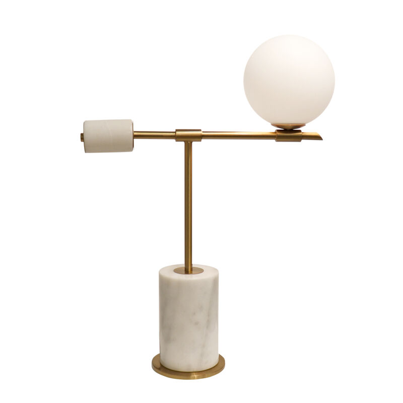 Pasargad Home Bianca Metal & Marble Table Lamp, H26"