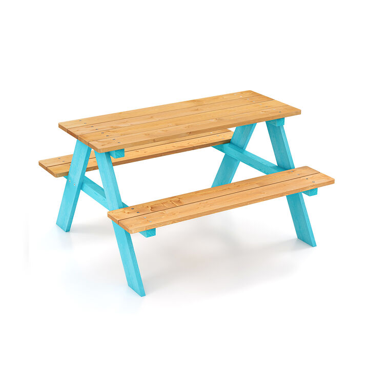 Children's Outdoor Wooden Table with Bench Seats