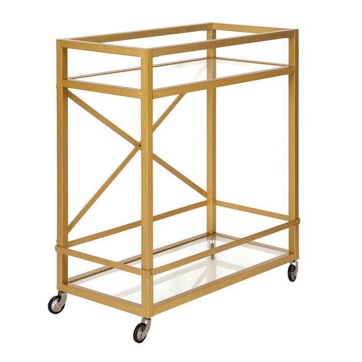 Hudson&Canal Wilson 30'' Wide Rectangular Bar Cart in Brass