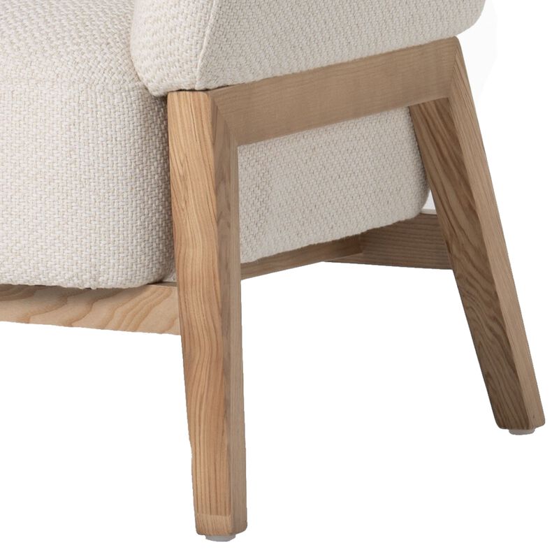 Reno Gis 33 Inch Accent Chair, Off White Fabric, Foam, Solid Wood Frame - Benzara