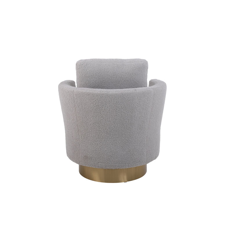 Grey Swivel Barrel Chair with Gold Base