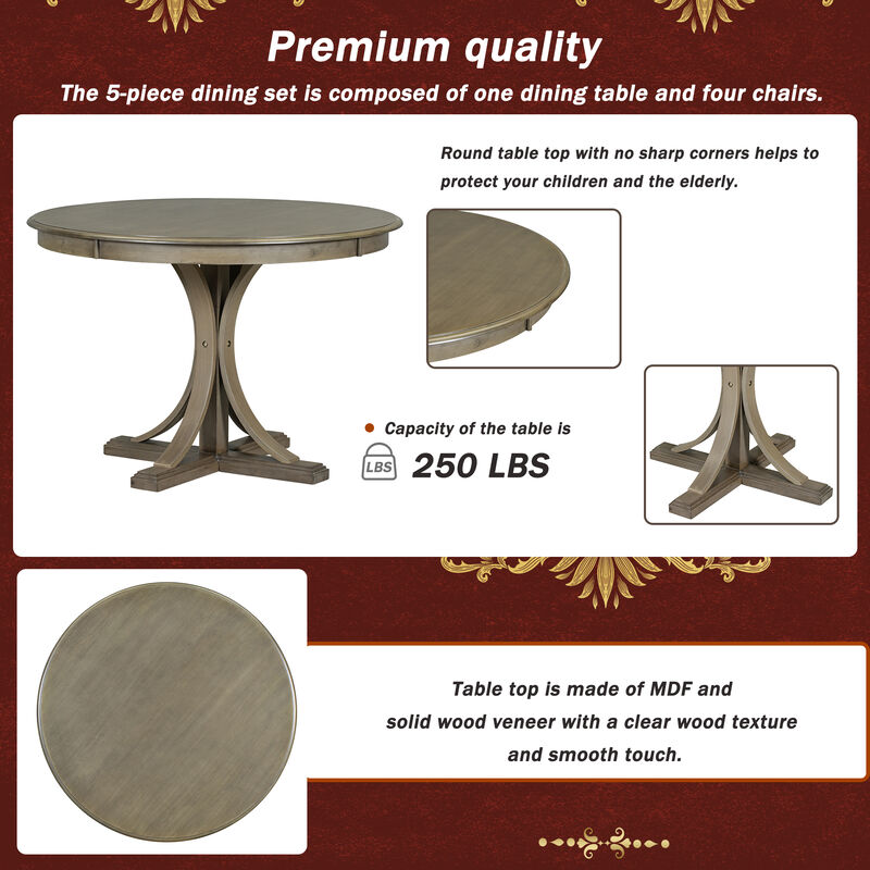 Merax 5-Piece Retro Round Dining Table Set