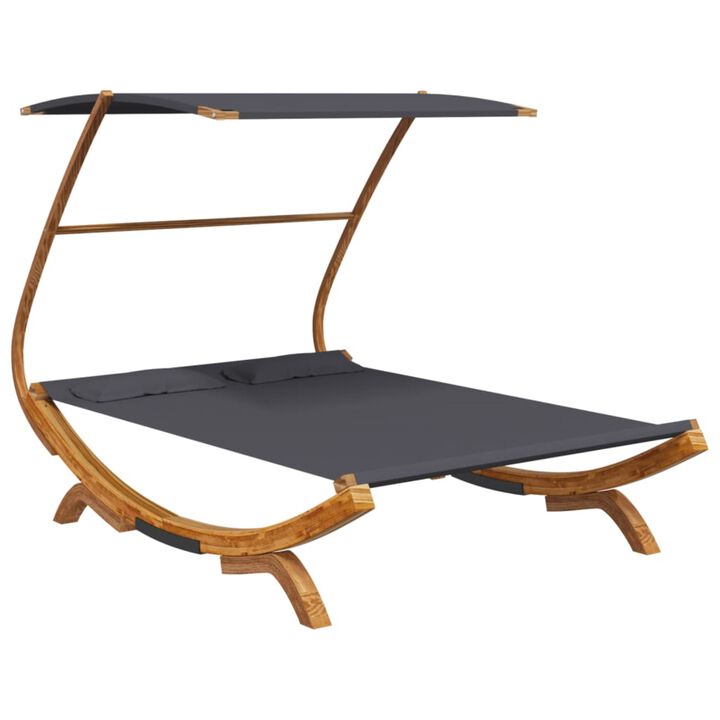 vidaXL Patio Lounge Bed with Canopy 65"x79.9"x54.3" Solid Bent Wood Anthracite vidaXL Patio Lounge Bed with Canopy 65"x79.9"x54.3" Solid Bent Wood Anthracite