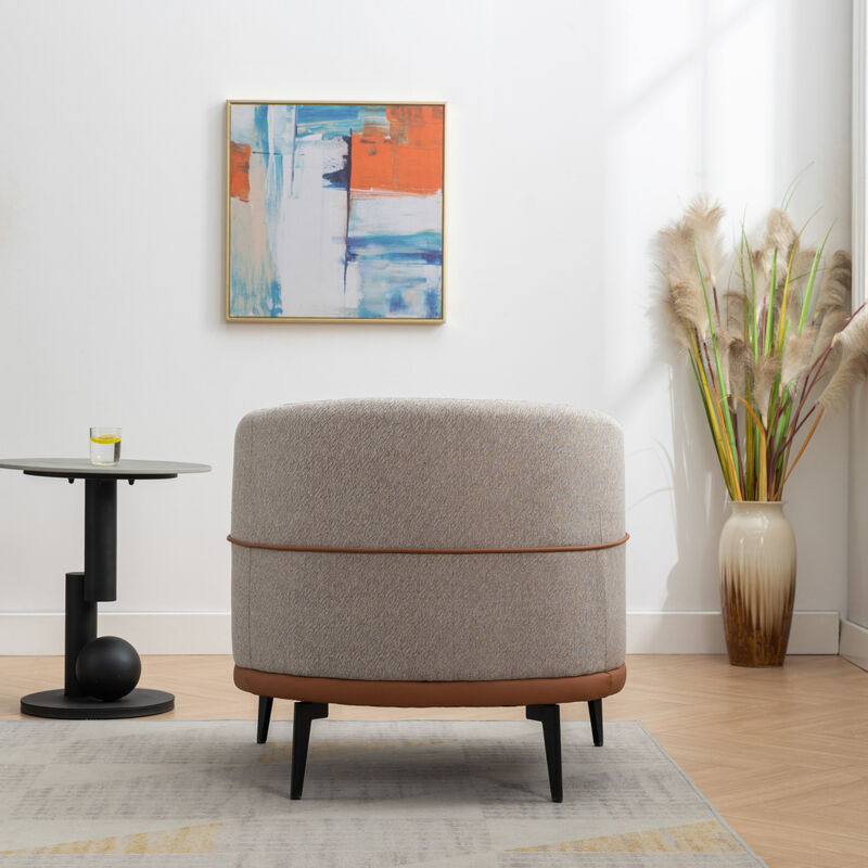 Modern Twotone Fabric Chair, Burnt Orange