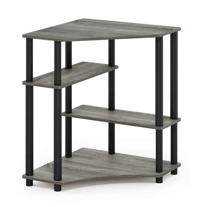 Furinno Furinno Turn-N-Tube Space Saving Corner Desk with Shelves, French Oak Grey/Black