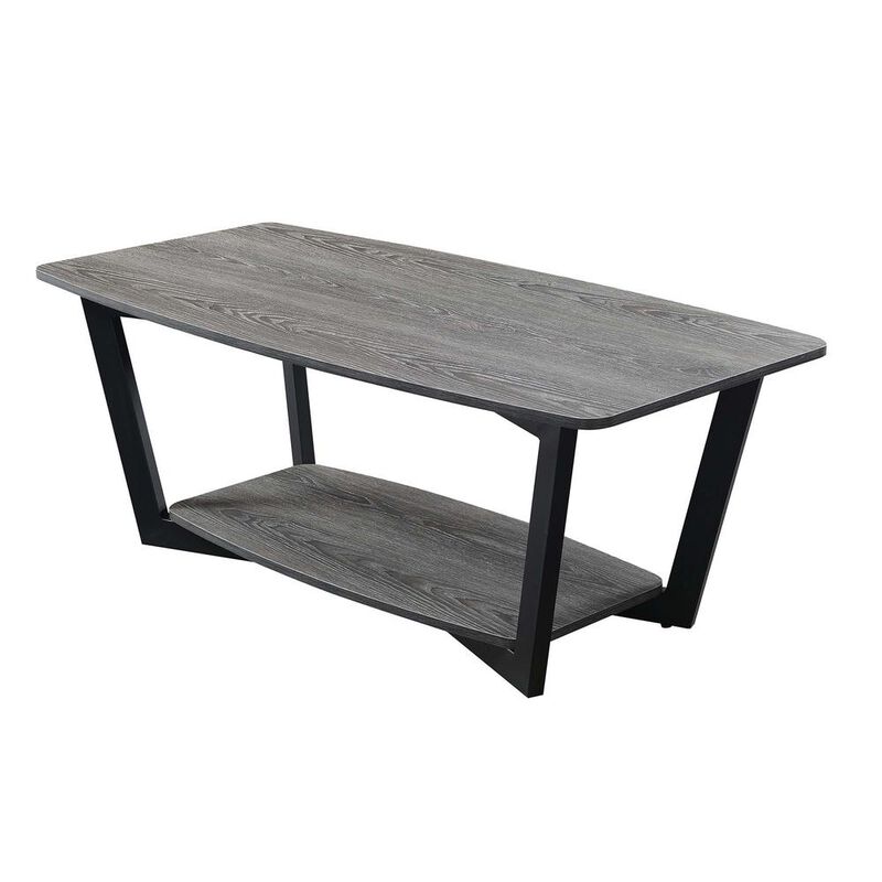 Convenience Concepts Graystone Coffee Table with Shelf, Weathered Gray/Black Frame