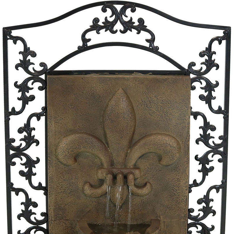 Sunnydaze French Lily Outdoor Solar Wall Fountain with Battery - Florentine
