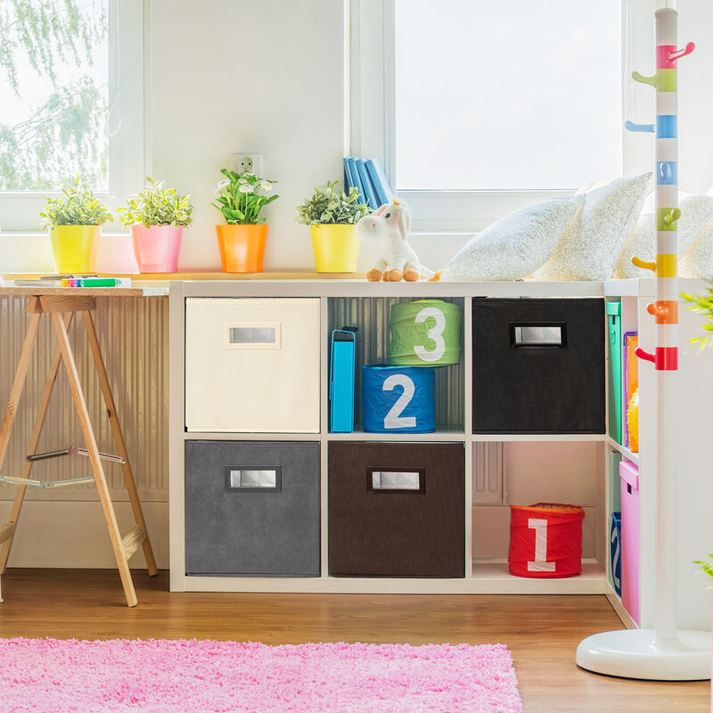 10.75" Fabric Cube Bin, Grey