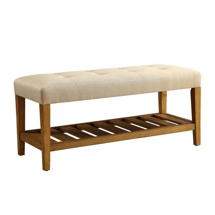 Wooden Bench, Beige & Oak-Benzara