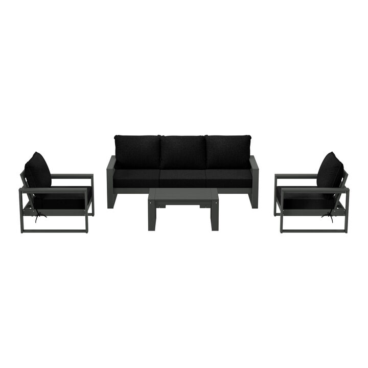 WestinTrends 6-Piece Modern HDPE Outdoor Patio Furniture Sofa Conversation Set with Coffee Table