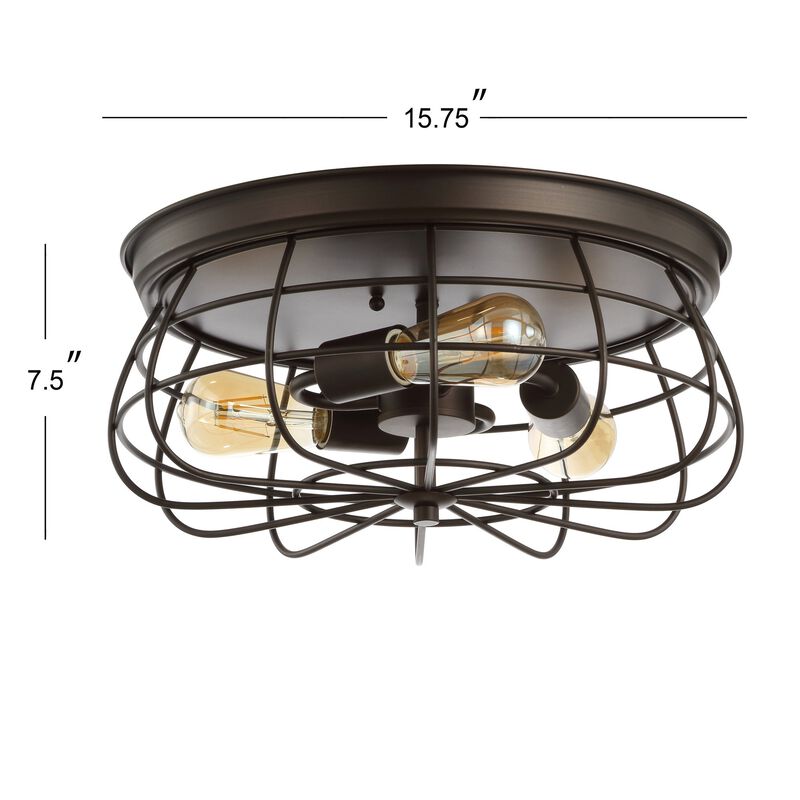 Calvia 3-Light Farmhouse Metal Cage Flush Mount