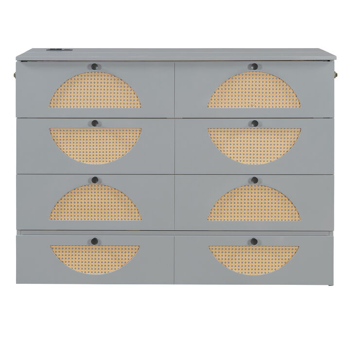 Merax Murphy Bed Cabinet with Large Drawer,USB Ports and Outlets