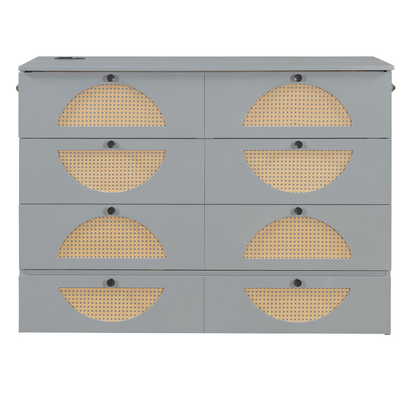 Merax Murphy Bed Cabinet with Large Drawer,USB Ports and Outlets