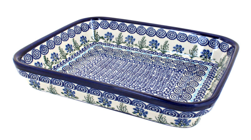 Blue Rose Polish Pottery Noel Nights Medium Rectangular Baker