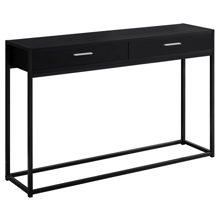 Monarch Specialties I 3512 Accent Table, Console, Entryway, Narrow, Sofa, Storage Drawer, Living Room, Bedroom, Metal, Laminate, Black, Contemporary, Modern