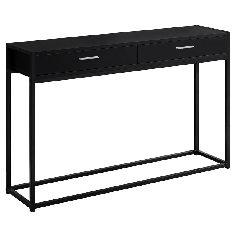 Monarch Specialties I 3512 Accent Table, Console, Entryway, Narrow, Sofa, Storage Drawer, Living Room, Bedroom, Metal, Laminate, Black, Contemporary, Modern