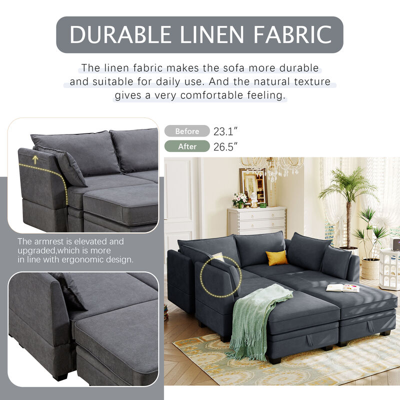 Modern Large U-Shape Modular Sectional Sofa