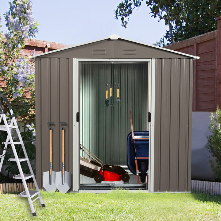 6FT X 5FT Outdoor Metal Storage Shed Gray