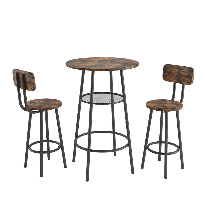 Streamdale Bar Table, Equipped With 2 Bar Stools, With Backrest And Partition