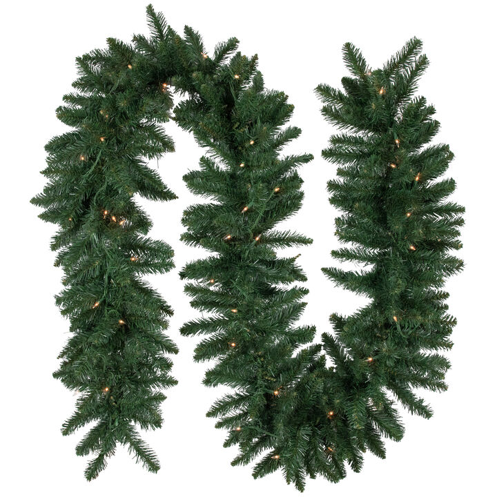9' x 12 Pre-Lit Buffalo Fir Artificial Christmas Garland - Clear Lights