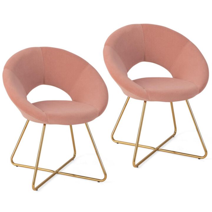 Hivvago Modern Velvet Accent Chair Vanity Chair with Metal Legs