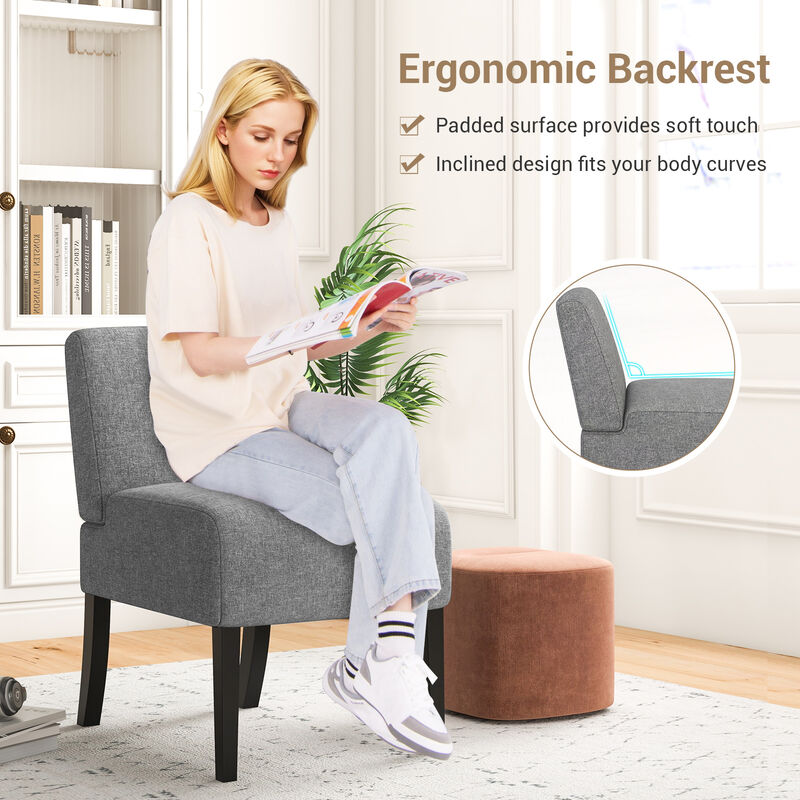 Upholstered Living Room Chair with Rubber Wood Legs