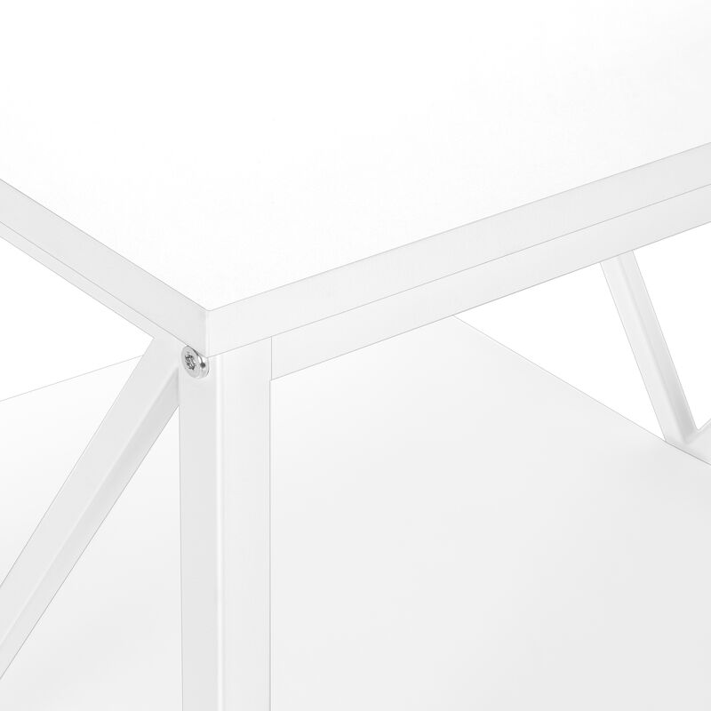 Monarch Specialties I 3599 Accent Table, Side, End, Nightstand, Lamp, Living Room, Bedroom, Metal, Laminate, White, Contemporary, Modern